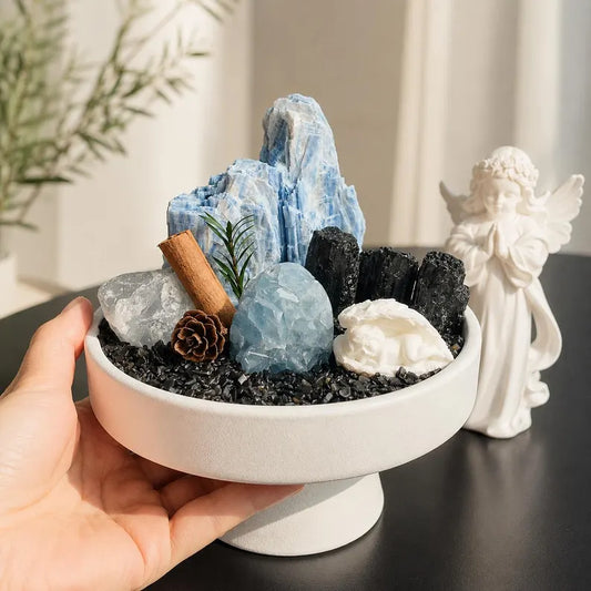 Celestite & Black Tourmaline Crystal Garden