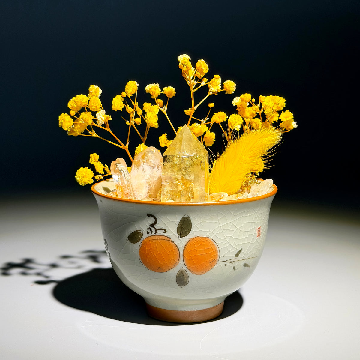 Golden Citrine Garden – Persimmon Ceramic Bowl