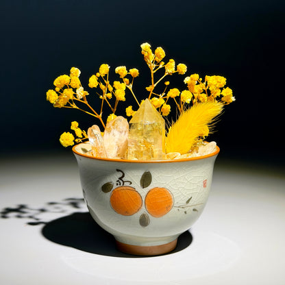 Golden Citrine Garden – Persimmon Ceramic Bowl