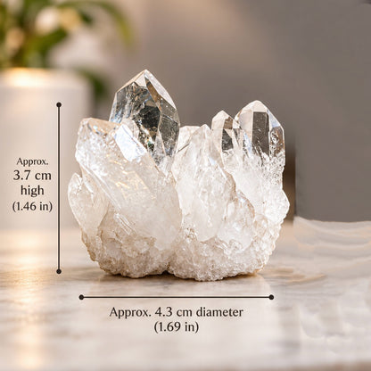 Clear Quartz Crystal Garden – Yellow Flowers & Sculptural Glass Bowl