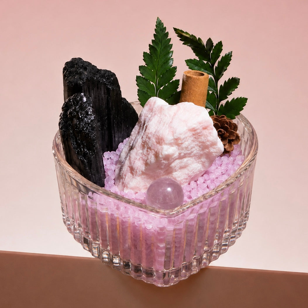Pink Opal & Black Tourmaline Garden – Soft Pink Decor