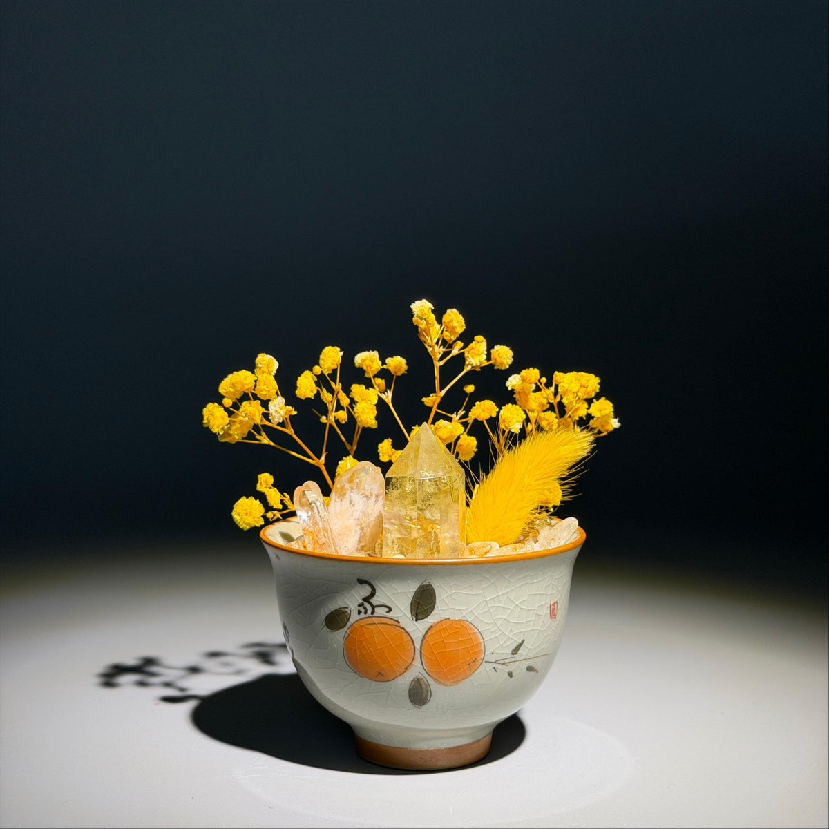 Golden Citrine Garden – Persimmon Ceramic Bowl