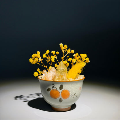 Golden Citrine Garden – Persimmon Ceramic Bowl