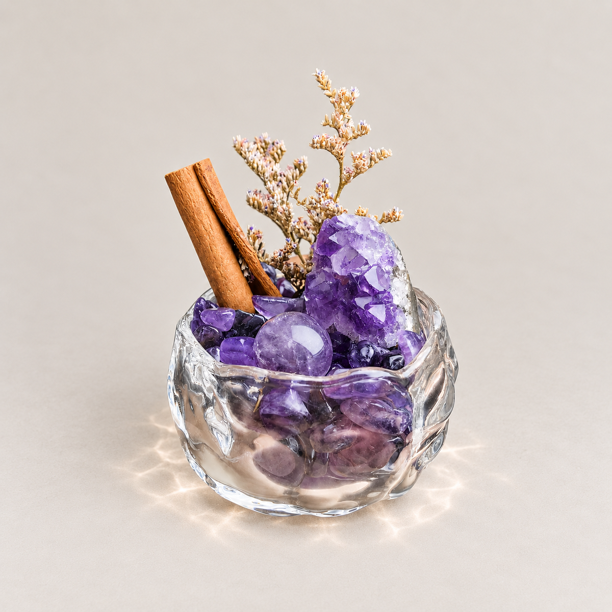 Amethyst Cluster & Sphere Garden – Purple Crystal Decor