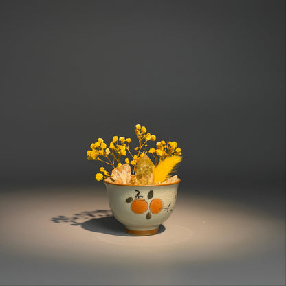 Golden Citrine Garden – Persimmon Ceramic Bowl