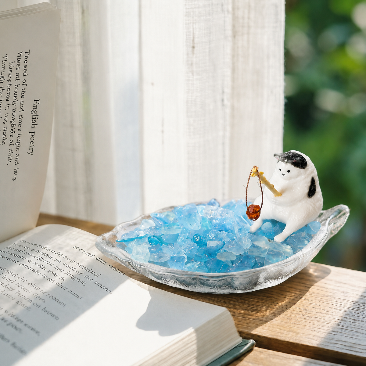 Fishing Cat Aquamarine Garden – Whimsical Decor