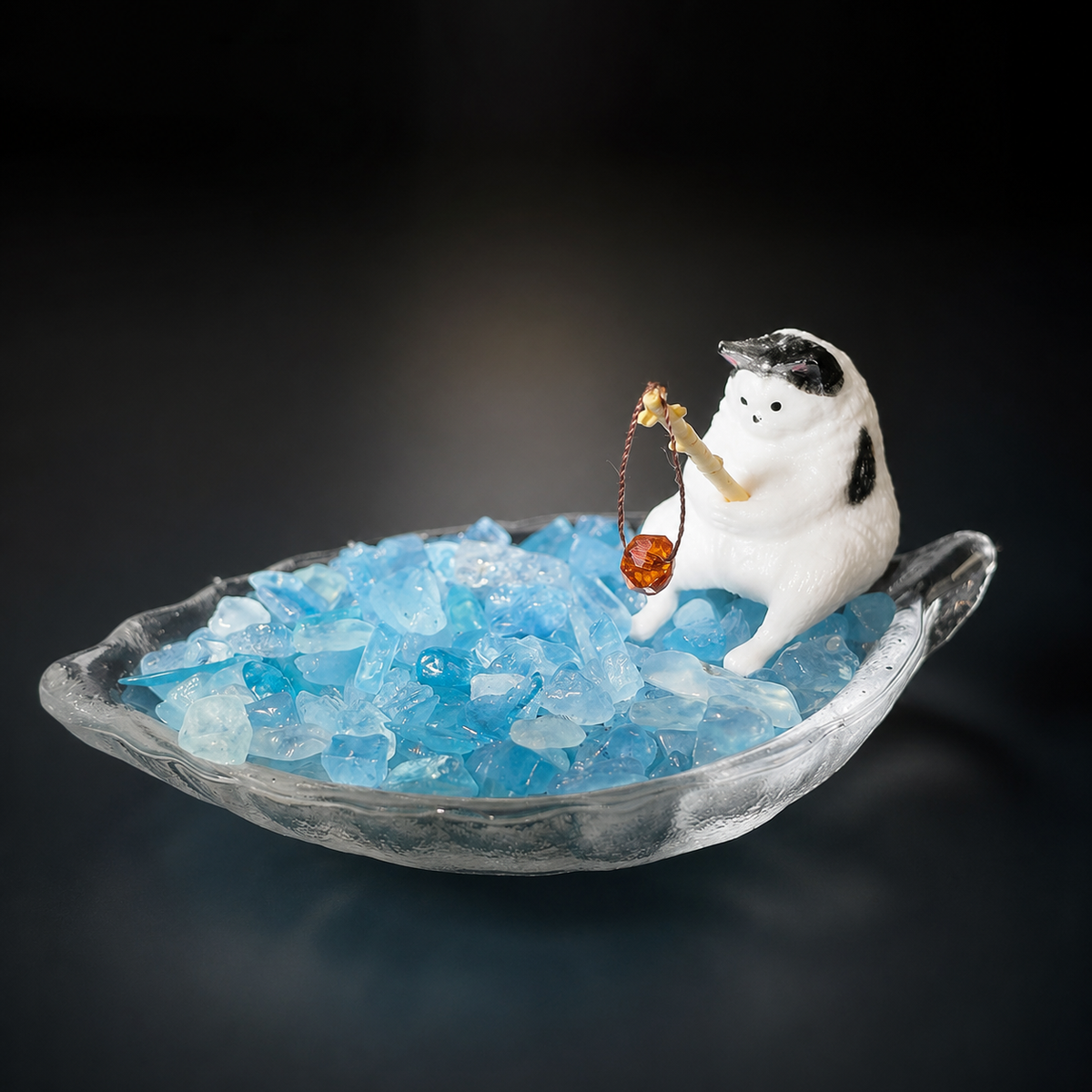 Fishing Cat Aquamarine Garden – Whimsical Decor