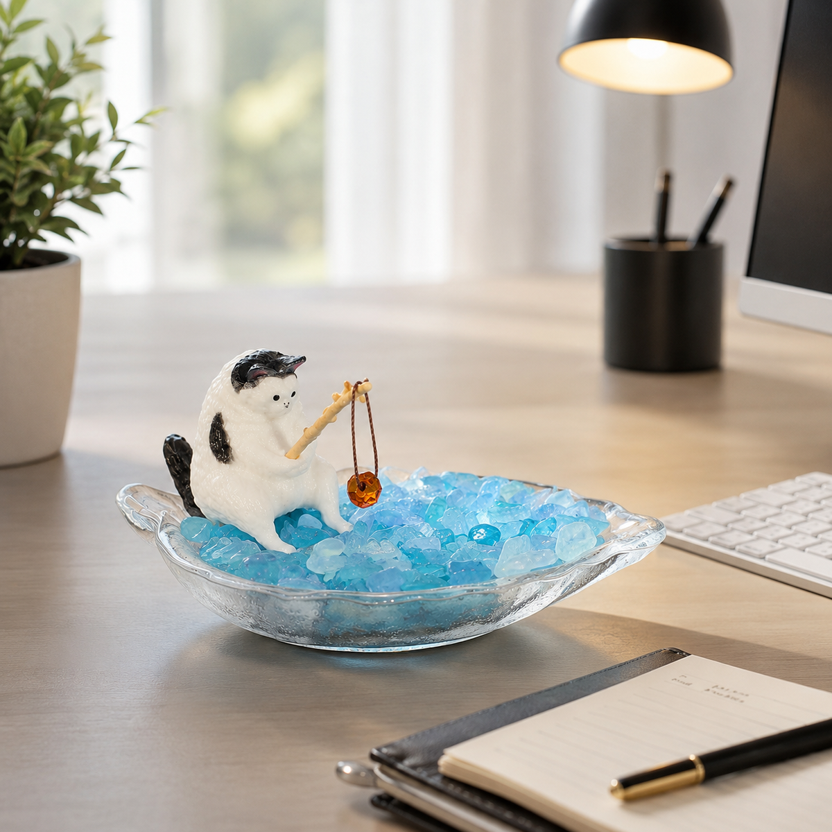 Fishing Cat Aquamarine Garden – Whimsical Decor