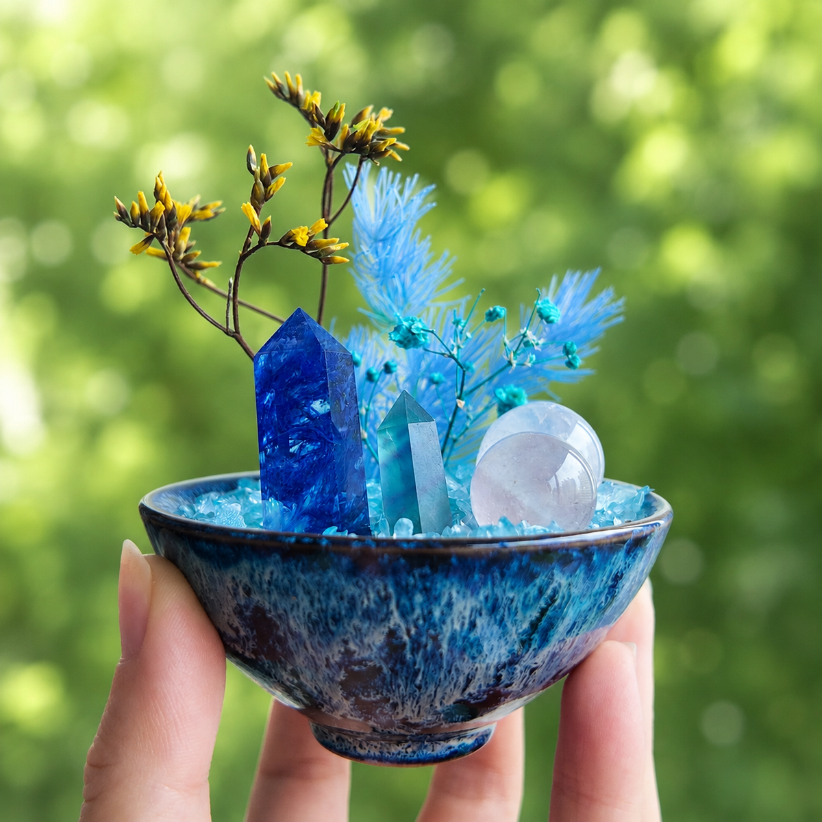 Ocean Blue Sodalite Garden – Ceramic Bowl