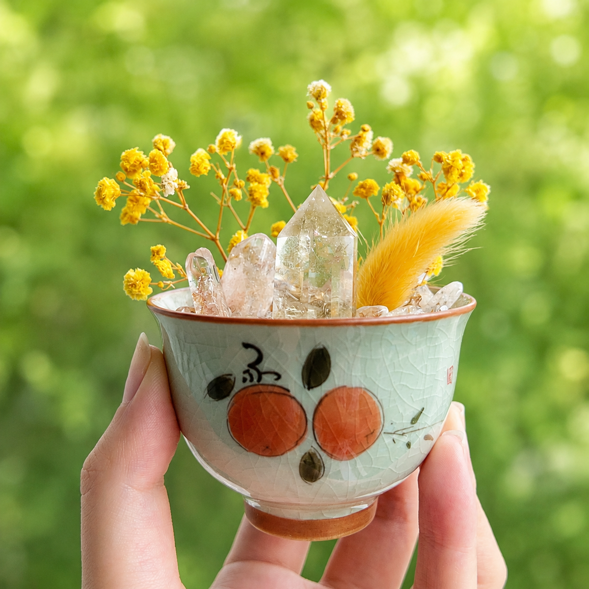 Golden Citrine Garden – Persimmon Ceramic Bowl