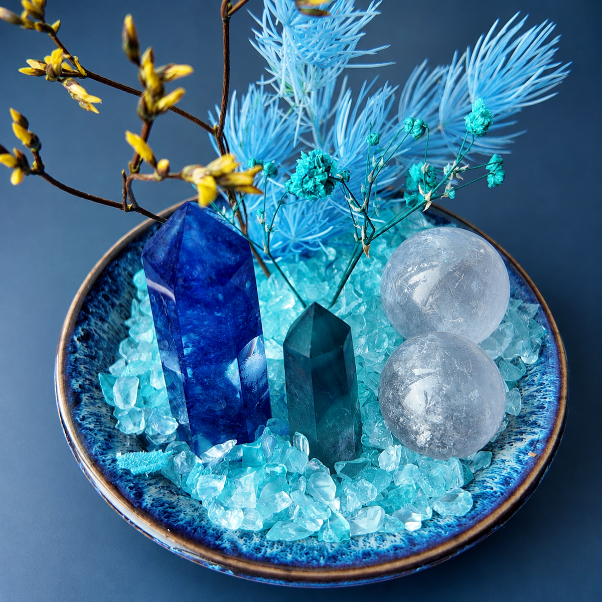 Ocean Blue Sodalite Garden – Ceramic Bowl