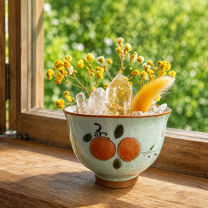 Golden Citrine Garden – Persimmon Ceramic Bowl