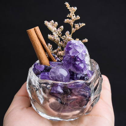 Amethyst Cluster & Sphere Garden – Purple Crystal Decor