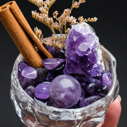 Amethyst Cluster & Sphere Garden – Purple Crystal Decor