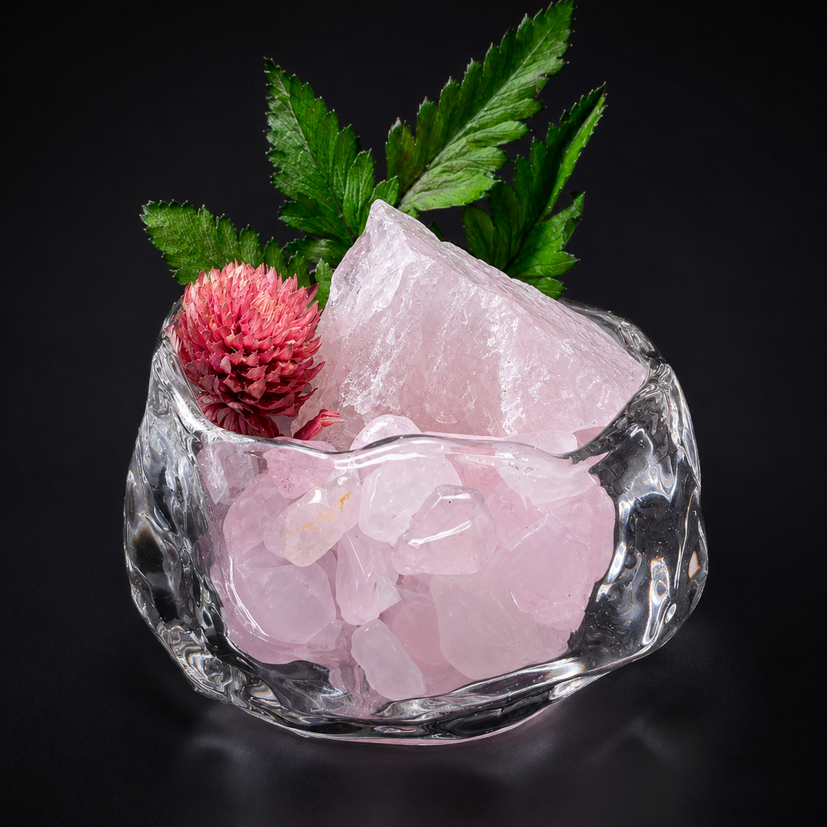 Rose Quartz Botanical Garden – Mini Crystal Decor