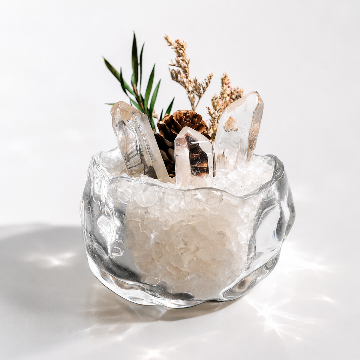 Clear Quartz Crystal Garden – Botanical Desk Decor