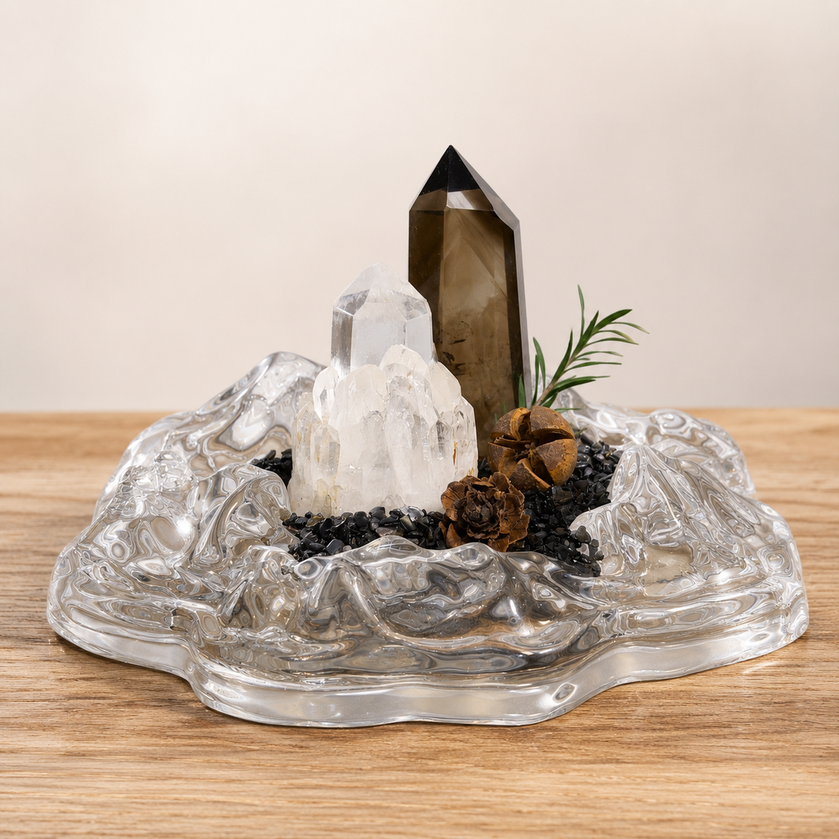 Brazilian Clear & Smoky Quartz Garden – Mineral Decor