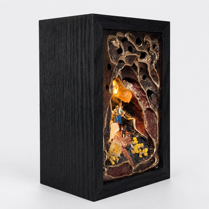 Miner & Dog Crystal Cave Night Light – Mini Diorama