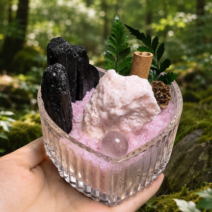 Pink Opal & Black Tourmaline Garden – Soft Pink Decor