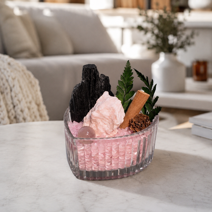 Pink Opal & Black Tourmaline Garden – Soft Pink Decor
