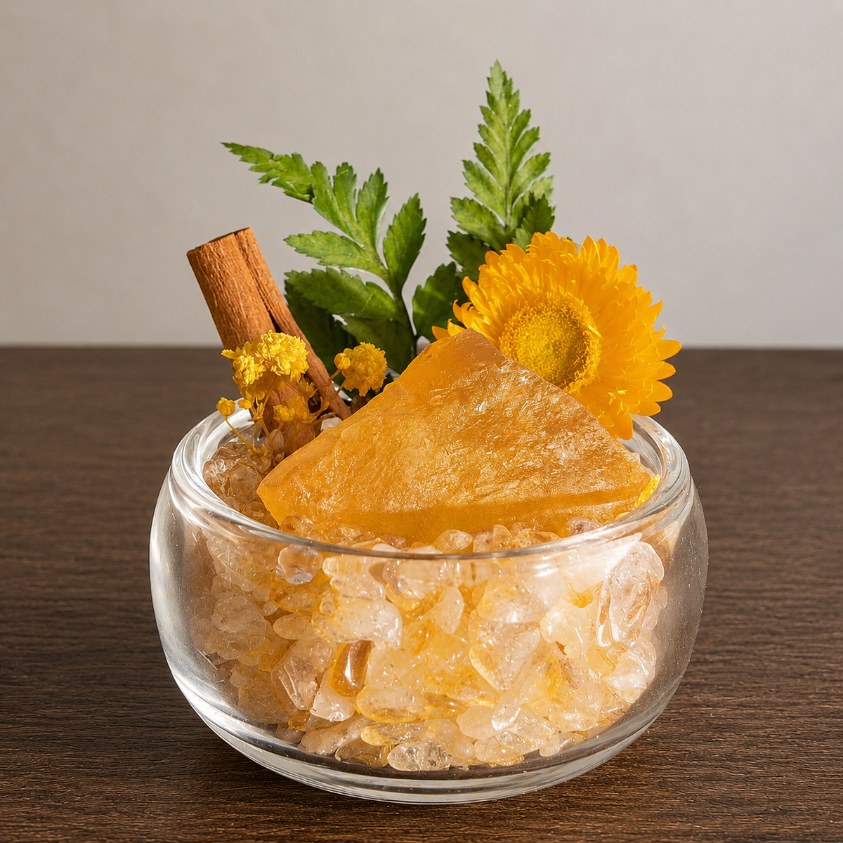 Citrine Mini Crystal Garden – Glass Bowl Decor