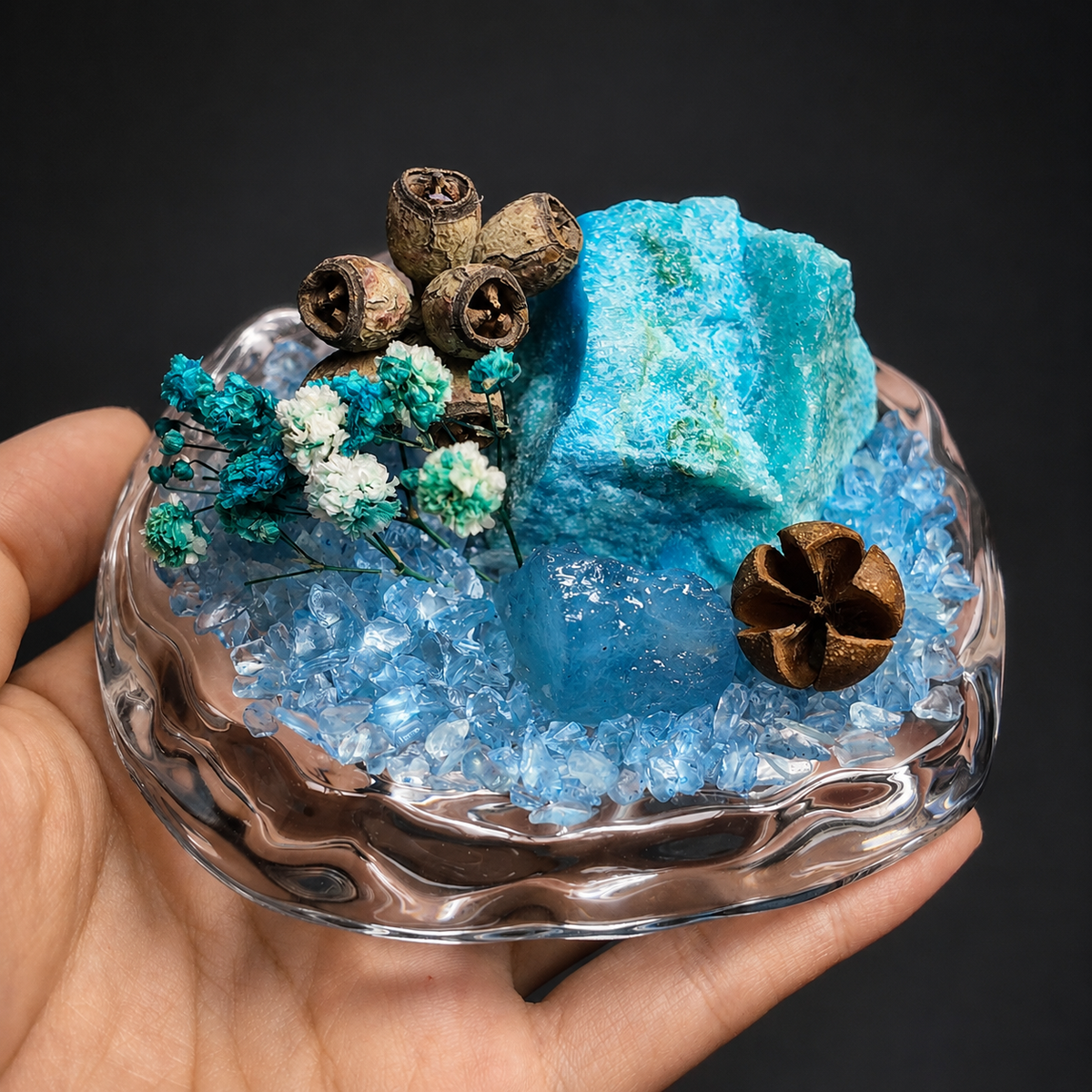 Aquamarine Crystal Garden – Glacier Glass Tray