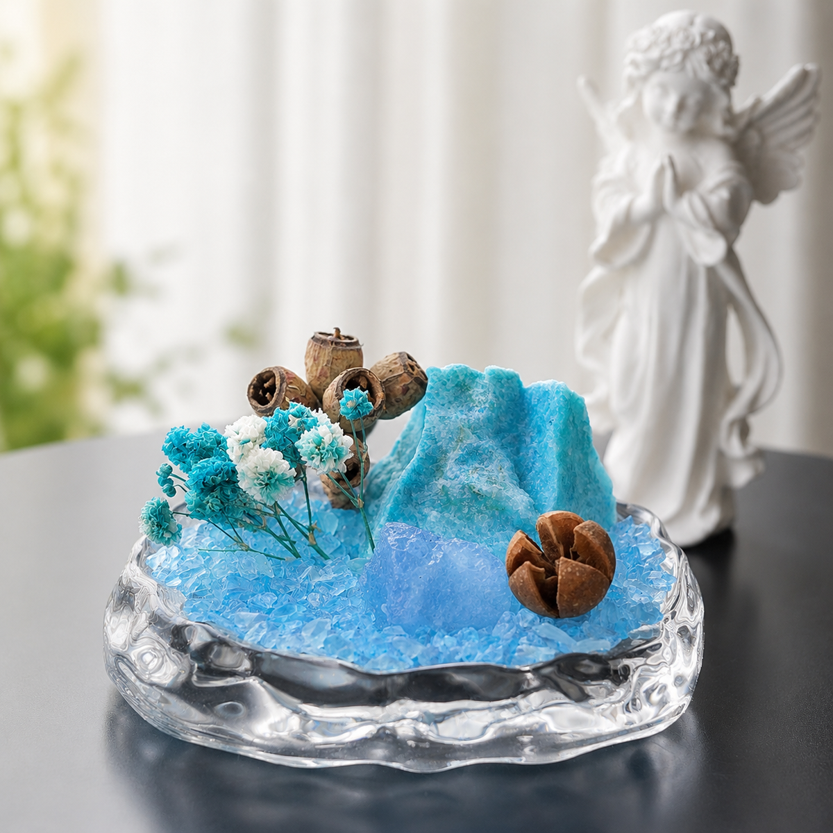 Aquamarine Crystal Garden – Glacier Glass Tray
