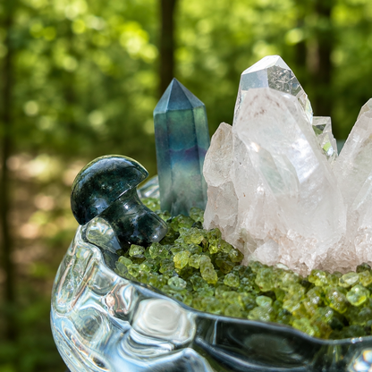 Clear Quartz Angel Garden – Fluorite & Moss Agate