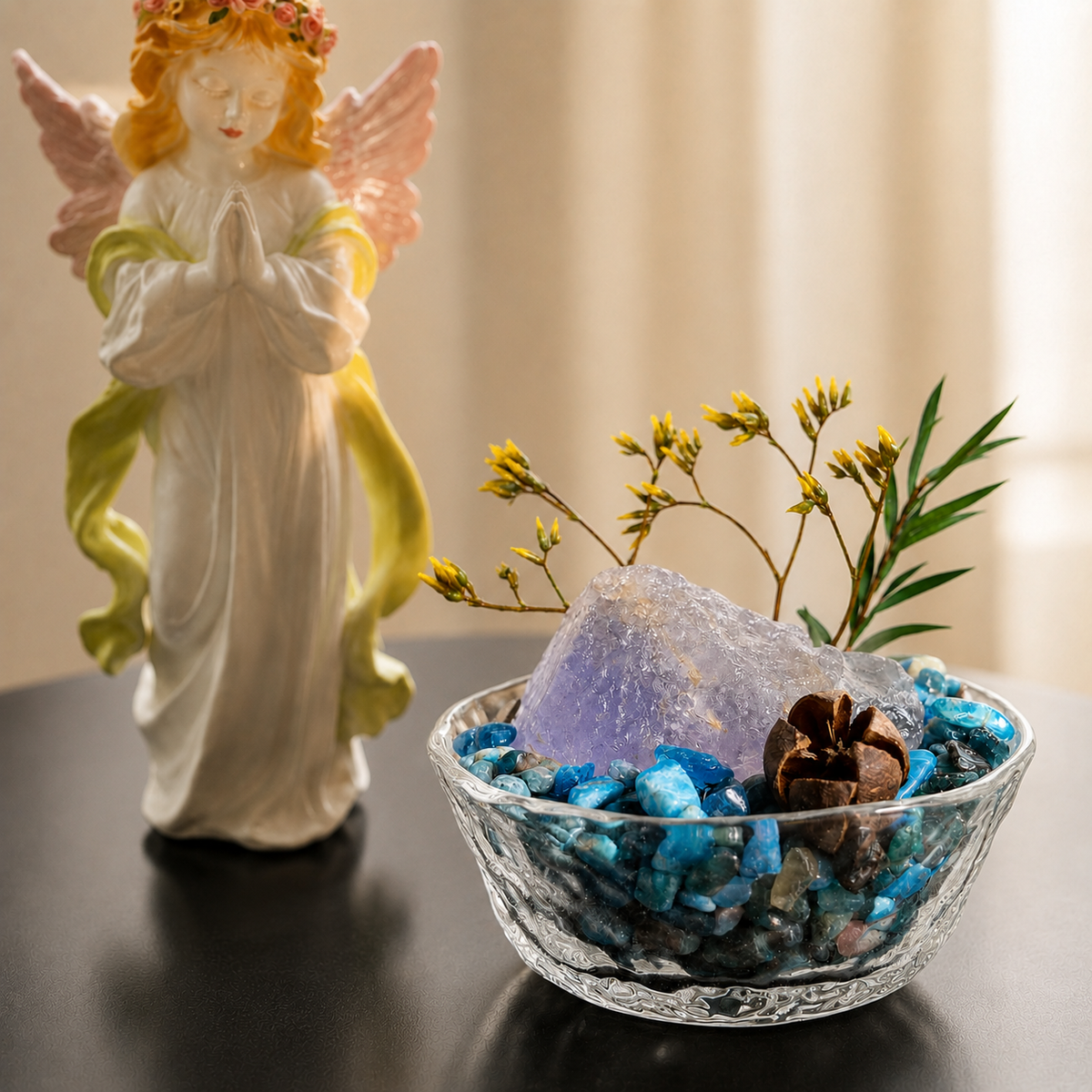 Fluorite & Blue Apatite Garden – Mini Crystal Decor