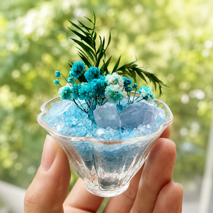 Mini Aquamarine Crystal Garden – Blue Floral Decor