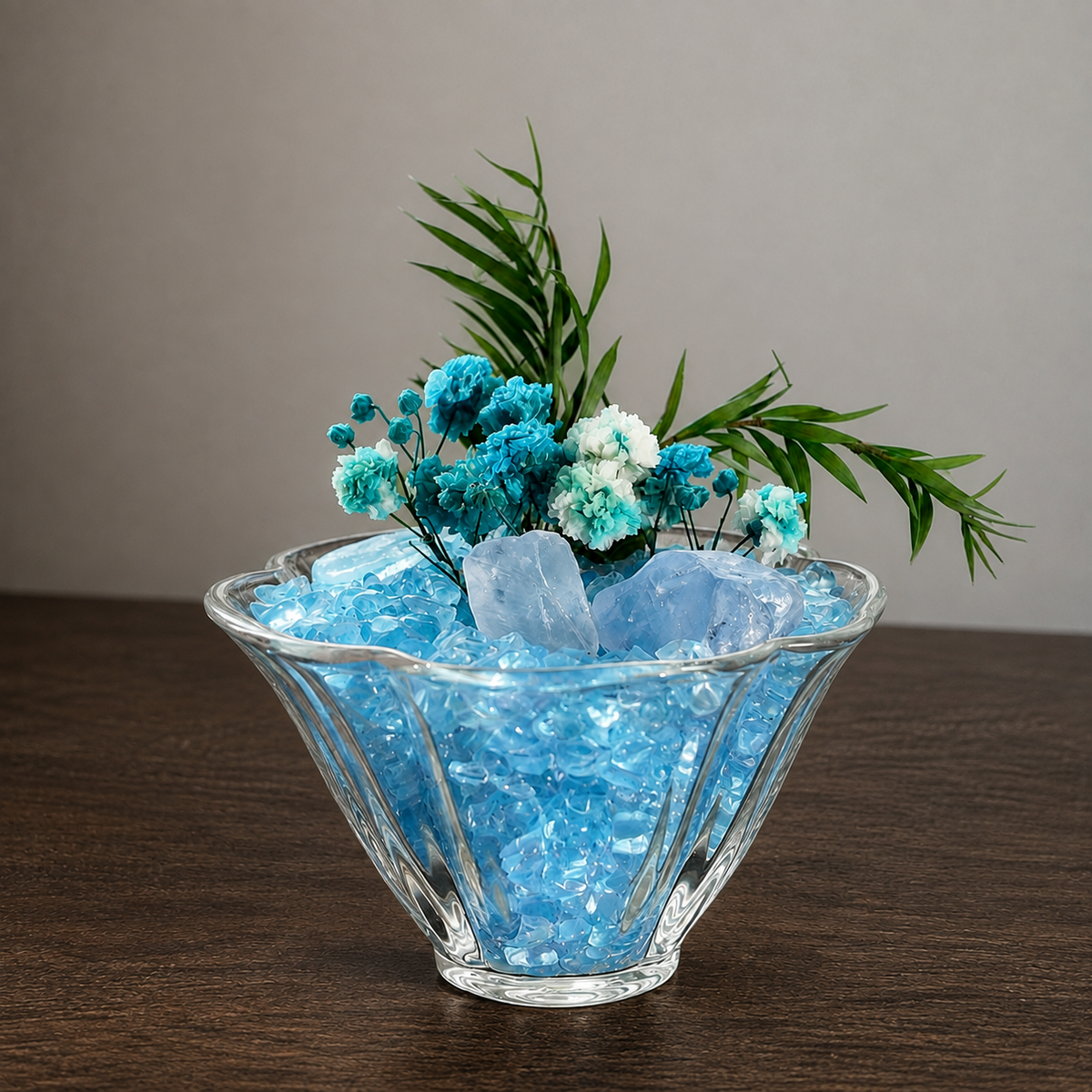 Mini Aquamarine Crystal Garden – Blue Floral Decor
