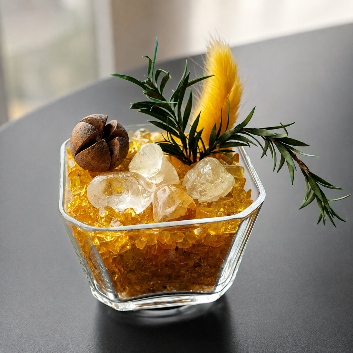 Citrine Crystal Garden – Golden Miniature Decor