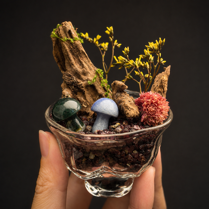 Garnet Crystal Mushroom Garden – Woodland Decor