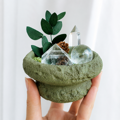 Peridot & Clear Quartz Garden – Pyramid, Sphere & Point