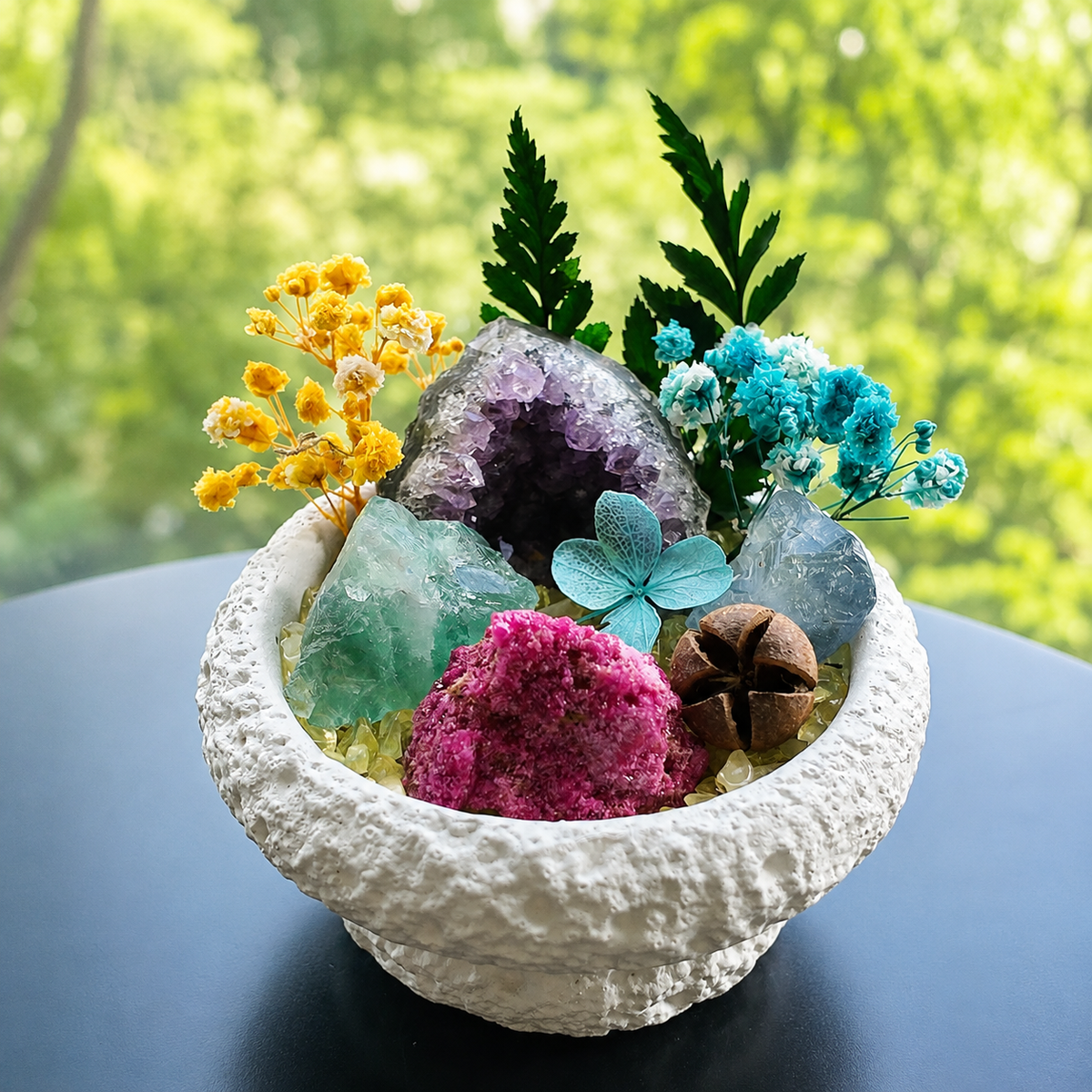 Amethyst Geode Crystal Garden – Colorful Mineral Decor