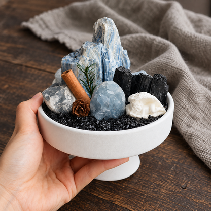 Celestite & Black Tourmaline Garden – Blue Crystal Decor
