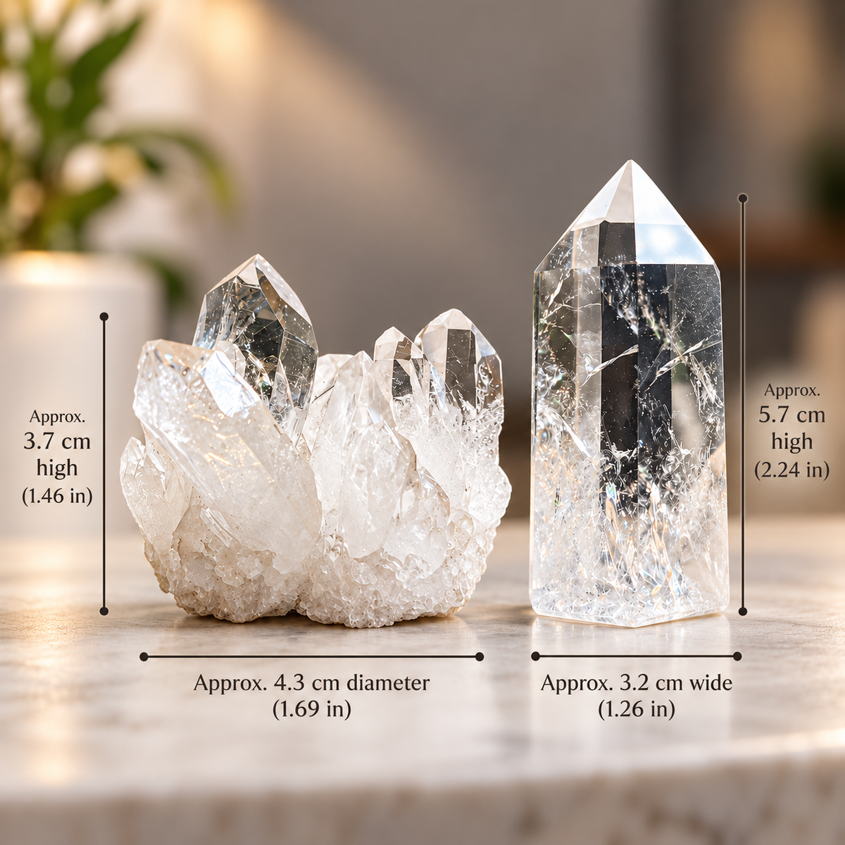 Aquamarine & Clear Quartz Crystal Terrarium – Gold Geometric Hanging Decor
