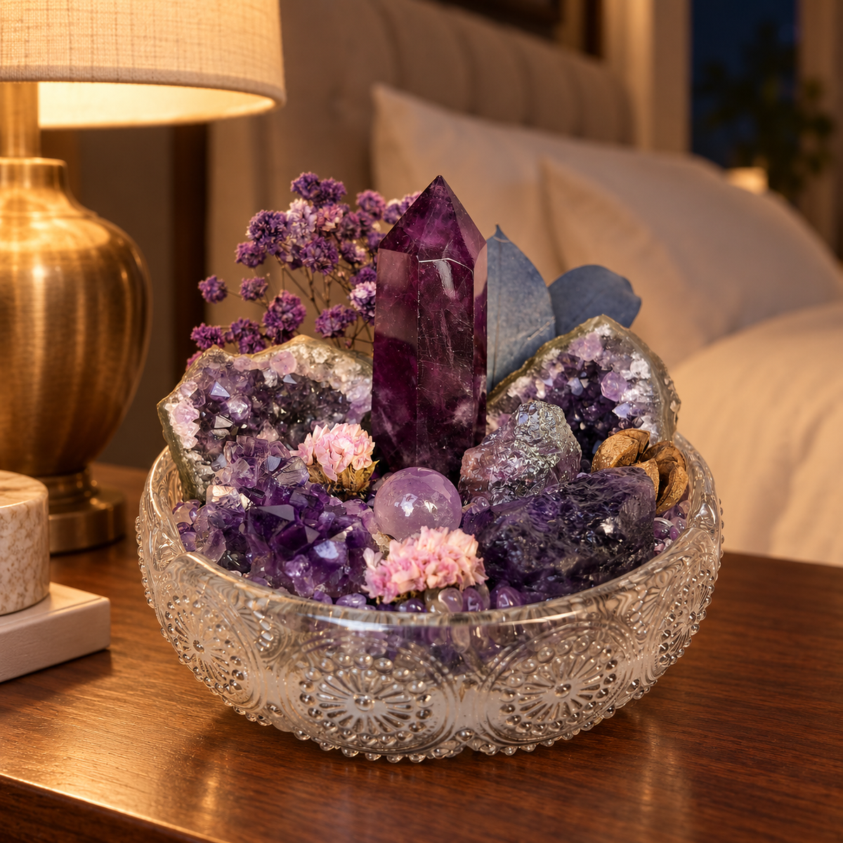 Amethyst Crystal Garden – Geode, Tower & Sphere