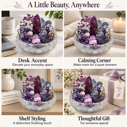 Amethyst Crystal Garden – Geode, Tower & Sphere