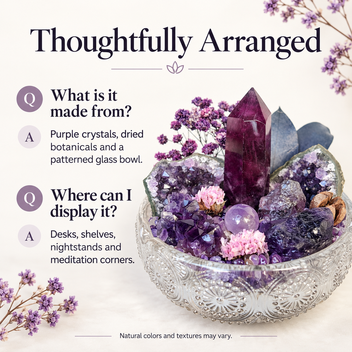 Amethyst Crystal Garden – Geode, Tower & Sphere