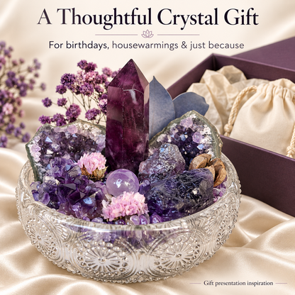 Amethyst Crystal Garden – Geode, Tower & Sphere