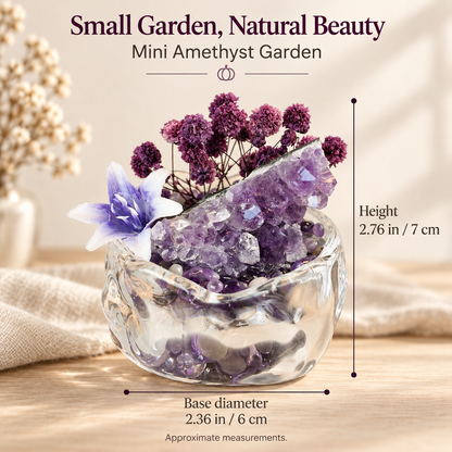 Amethyst Floral Garden – Mini Glass Bowl Decor