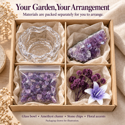 Amethyst Floral Garden – Mini Glass Bowl Decor