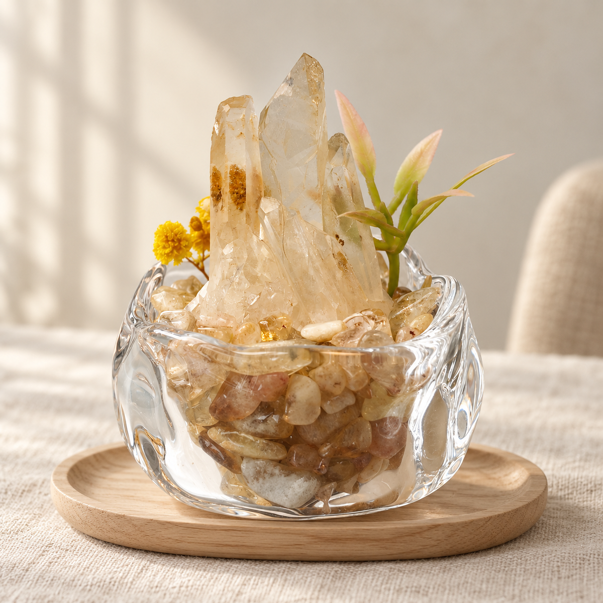 Brazilian Citrine Garden – Mini Yellow Floral Decor