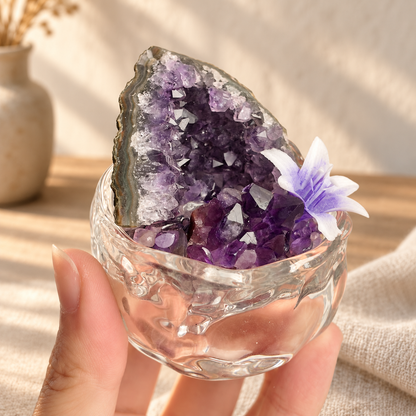 Amethyst Geode Garden – Mini Purple Floral Decor