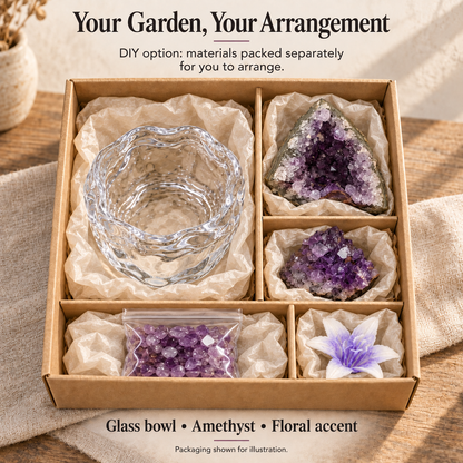Amethyst Geode Garden – Mini Purple Floral Decor