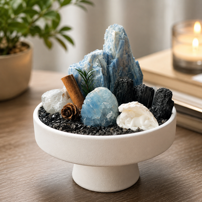 Celestite & Black Tourmaline Crystal Garden