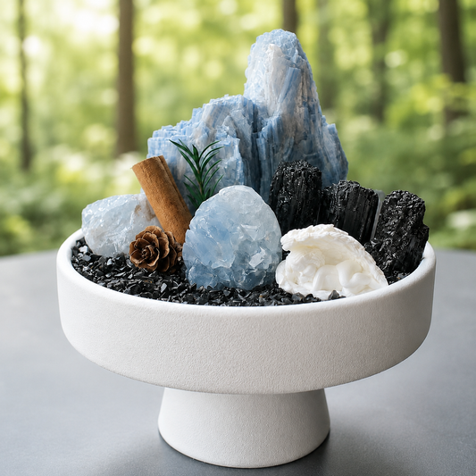 Celestite & Black Tourmaline Crystal Garden