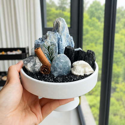 Celestite & Black Tourmaline Crystal Garden