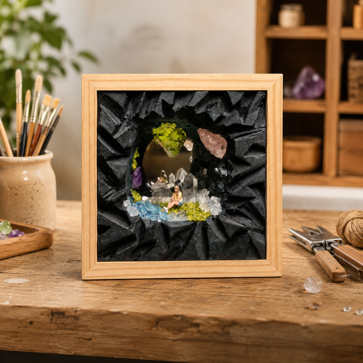Crystal Cave Night Light – Quartz, Amethyst & Peridot